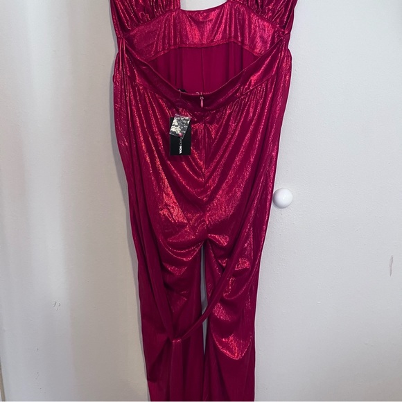 Fashion Nova Red Glitter and Glamour Jumpsuit 3X Plus Size Fashion Halter Top - Picture 7 of 13